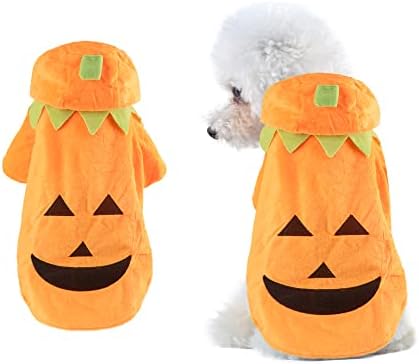 Delifur Dog Cat Halloween Pumpkin Costume Puppy Fleece Hoodie Coat for Small to Medium Dogs (XX-Large) by DELIFUR