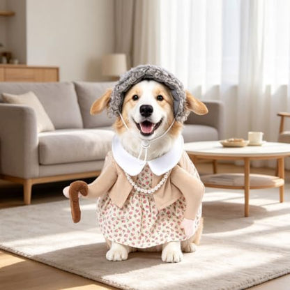 DELIFUR Dog Old Lady Costume Funny Grandma Dress Up for Halloween, Small - Image 5