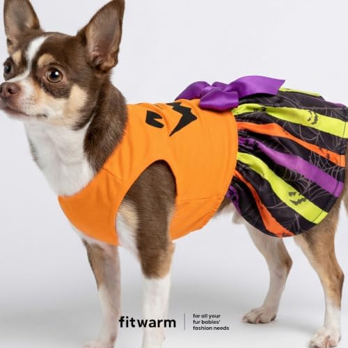 Fitwarm Halloween Pumpkin Dog Dress, Funny Dog Halloween Costumes, Doggy Clothes for Small Dogs Girl, Pet Apparel, Orange, Black, Purple, Small - Image 3