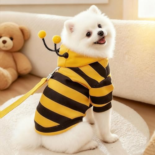 Bee Stripes Cat Halloween Costumes for Sphynx and Small Dog, Yellow S - Image 6