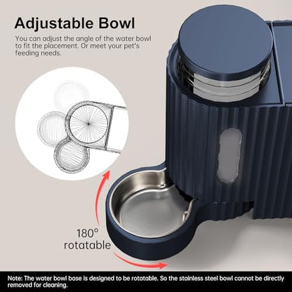 Gravity Automatic Cat Feeder, Water & Food Dispenser Set, Stainless Bowls