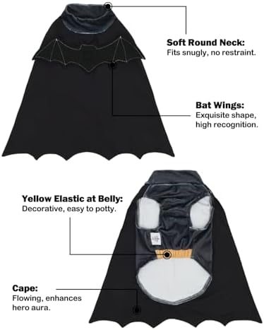 CuteBone Dog Halloween Costumes for Small, Medium, Large Dogs – Batman Pet Cosplay Outfits | Cute Puppy Costume for Halloween Party, Dress-Up, Photo Shoots GBZ02L - Image 2