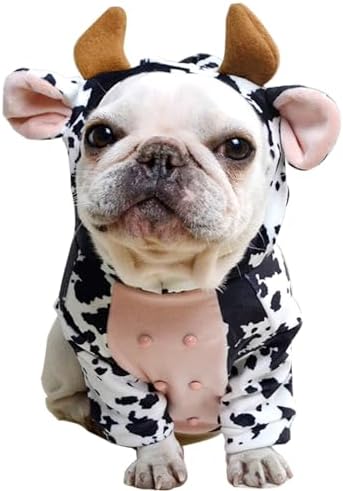 Cow Pet Costume for French Bulldog, Funny Milk Cow Outfit, Dog & Cat Party Clothes, Halloween Cosplay (S) - Image 2