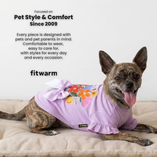 Fitwarm Floral Bouquet Dog Shirt, Sweet Summer Clothes for Small Dogs Girl, Lovely Pet Outfit, Lavender, XS - Image 4