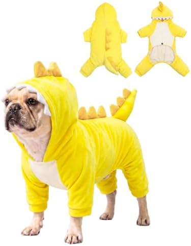 CuteBone Dinosaur Pet Costume Onesie - Hooded Puppy Pajamas - Small Dog Clothes Cat Full-Body Romper COSH02XS by CuteBone