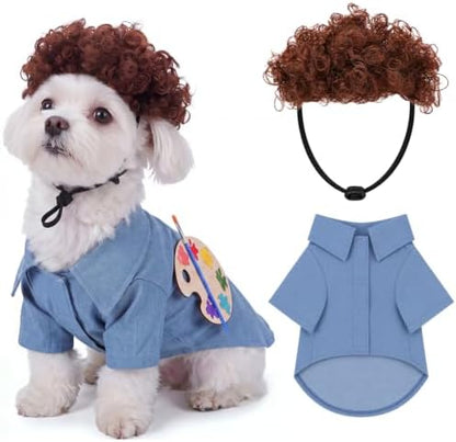 Dansydaisy 4 Pcs Halloween Dog Costume, Puppy 80s Painter Artist Outfit, S by Dansydaisy