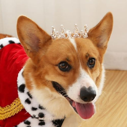 Lovelyshop Pet Series Gold Plated Royal Rhinestone Pearl Full Round Dog/Cat Crown for Rolyal Family Costume Hair Accessories-Medium Size - Image 4