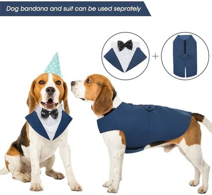 Kuoser Dog Tuxedo, Dog Suit and Bandana Set, Dogs Costume with D-Ring - Image 2
