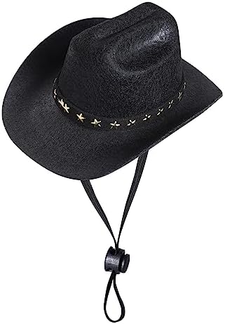 choyaxo Pet Cowboy Costume Cosplay Cap Halloween Costumes for Dogs Cat Pet Party Decoration Mini Cowboy Hat (Black, Small) by choyaxo
