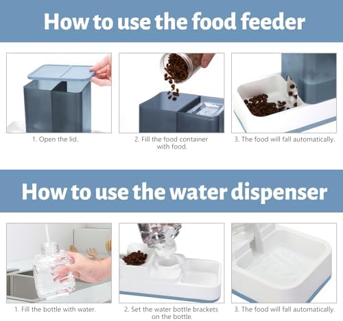 Yummy Sam Automatic Small Pet Feeder and Water Dispenser, Blue