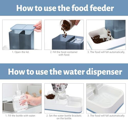 Yummy Sam Automatic Small Pet Feeder and Water Dispenser, Blue