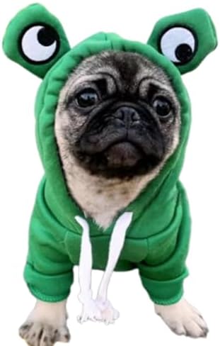 ANIAC Funny Pet Clothes for Small Dogs Girl Male Frog Cat Hoodies Warm Puppy Sweatshirt Coat with Eye Hood Fall Cat Outfit Christmas Halloween Outfit Dog Frog Costume (Green, Medium) by ANIAC