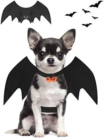 Halloween Dog Bat Wings Costume, Pet Halloween Cosplay Party Dress Up Costume for Small Dogs and Cats(S) Black by PWEITUOET