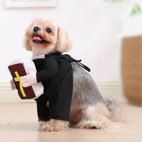 Cat Puppy Costume Priest Nun Outfit (Priest with Bible,Small) - Image 5