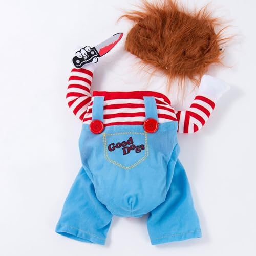 Pet Deadly Doll Dog Costume for Dogs and Cat, Pet Hallowen Cosplay Costume with Knife, Funny Scary Dog Clothes Party for Small Medium Large Dogs - Image 3