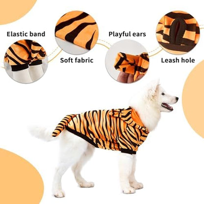 NACOCO Halloween Dog Tiger Costume-Pet Cosplay Clothes Cat Coat Hoodie Outfits Warm Winter Apparel for Dog Small and Medium Cat(S) - Image 2