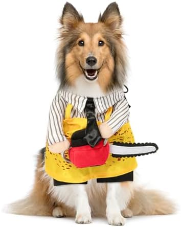 NACOCO Halloween Dog Chainsaw Costume - Pet Cosplay Clothes Cat Special Outfit Apparel Adjustable Puppy Party for Small Medium and Large Dogs(Yellow Chainsaw, XL) by HOME