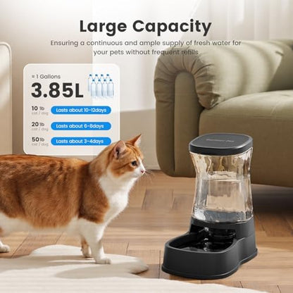 Gardner Pet 1.0Gal Gravity Automatic Dog Water Bowl Dispenser 100% BPA Free(Black)