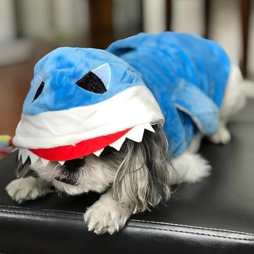 NACOCO Dog Shark Costume Cute Pet Clothes Halloween Holiday Coat Hoodie for Cats and Dogs (Blue, XS) - Image 4