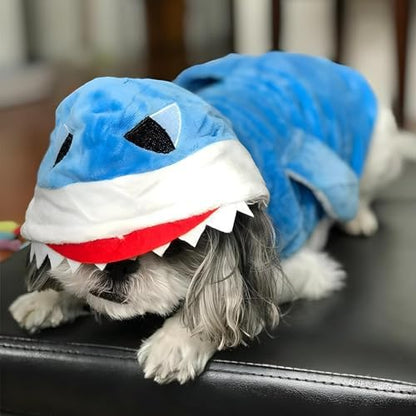 NACOCO Dog Shark Costume Cute Pet Clothes Halloween Holiday Coat Hoodie for Cats and Dogs (Blue, XS) - Image 4