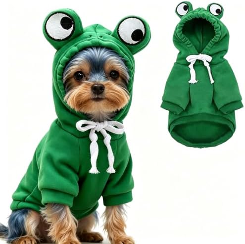 Fleece Lined Dog Hoodie Sweatshirt Pet Fall Winter Warm Clothes, Green S by guangte