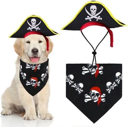 GOYOSWA Dog Pirate Costume, Dog Halloween Costumes Pirate Hat and Bandana Set Holiday Outfit Clothes for Small Medium Large Dogs Pets (Style B, Small) by GOYOSWA