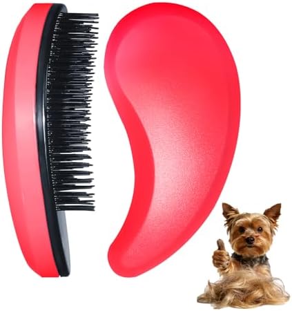 Small Dog Brush, Skin-friendly Soft Bristles (Rose Red) by MAEELOU
