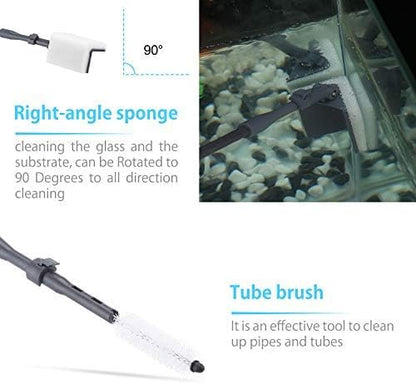 Carefree Fish 6IN1+1 (2026 New Upgrade Edition) Aquarium Cleaning Tools Long Handle Adjustable Length 20~36Inches Fish Tank Cleaner Kit Algae Scraper Scrubber Brushes Set