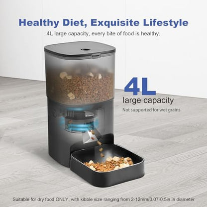 ANDOLL HOME Automatic Cat Feeder,4L Timed Cat＆Dog Dry Food Dispenser
