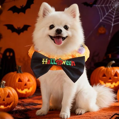 Dog Halloween Costumes Plush Collar with Bow Tie, Cute Pet Costumes for Cats Dogs, Fluffy Halloween Neck Accessory Cat Clothes Dog Costume for Party Photos, XL - Image 5