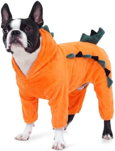 FUAMEY Pajamas for Small Dogs, Halloween Dog Dinosaur Costume Soft Onesie by FUAMEY