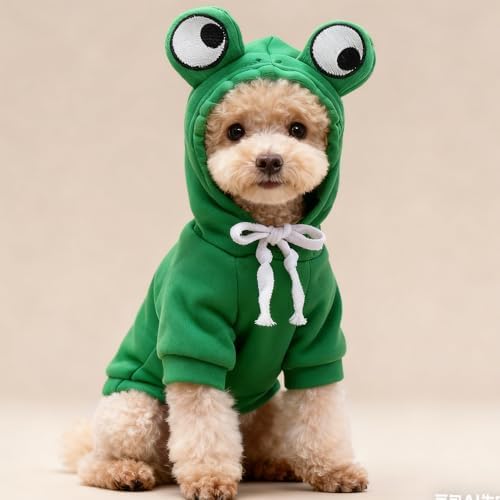 Pet Clothes Dog Hoodies Warm Sweatshirt Coat Frog Shape Conjoined Costumes for Spring Autumn Winter French Bulldog Poodle - Image 2