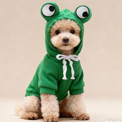 Fleece Lined Dog Hoodie Sweatshirt Pet Fall Winter Warm Clothes, Green S - Image 2