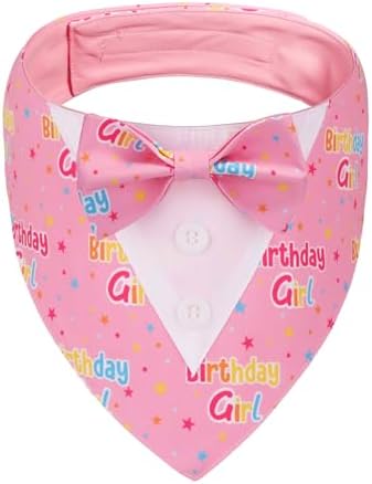 ADOGGYGO Birthday Dog Bandana with Bowtie, Pink Girl Dog Tuxedo, X-Large by ADOGGYGO