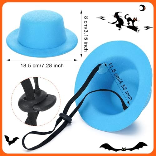Huhumy 4 Pcs Halloween Dog Costume Blue and Orange Top Hat Accessories - Image 2