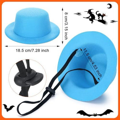 Huhumy 4 Pcs Halloween Dog Costume Blue and Orange Top Hat Accessories - Image 2