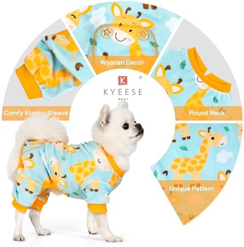 KYEESE Velvet Dog Pajamas for Large Dogs Onesie for Daily Wear, Giraffe - Image 4