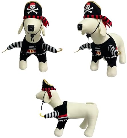 Captain Pirate Pet Halloween Costume, and Pirate Hat - Small to Medium-Large Breed Funny Clothes Outfit Apparel (Large) - Image 2
