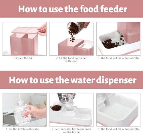 Yummy Sam Automatic Small Pet Feeder and Water Dispenser, Pink