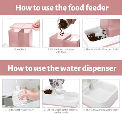 Yummy Sam Automatic Small Pet Feeder and Water Dispenser, Pink
