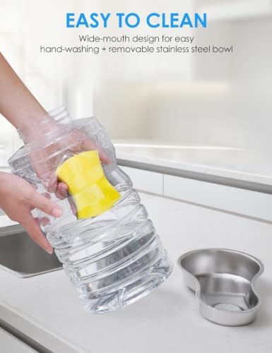 Heouvo 2.1 Gal Gravity Dog Water Dispenser, Wide-Mouth, 3 Filters, White