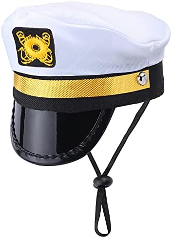 Yewong Pet Captain Sailors Costume Set Dog Cat Sea Captain Hat with Pet Anchor Triangle Bibs Scarf for Cat Puppy Navy Halloween Cosplay Costume Accessories Photo Props (White-A) - Image 3