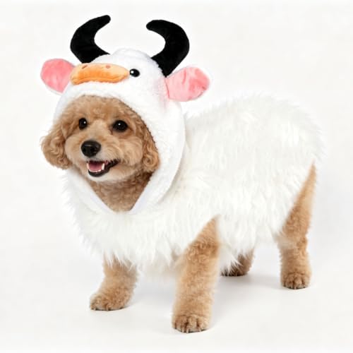 Hotumn White Highland Cow Dog Halloween Costume for Small Pets (Medium) by Hotumn