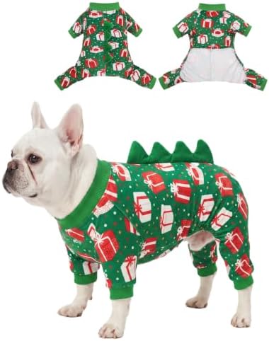 CuteBone Dinosaur Costume Halloween Christmas Dog Pajamas, Stretchy Spandex Crystal Velvet Sleepwear Coat for Small Dogs, Soft & Warm Pet Outfit Clothes for Cold Weather, Cozy Pullover Design COSP27L by CuteBone