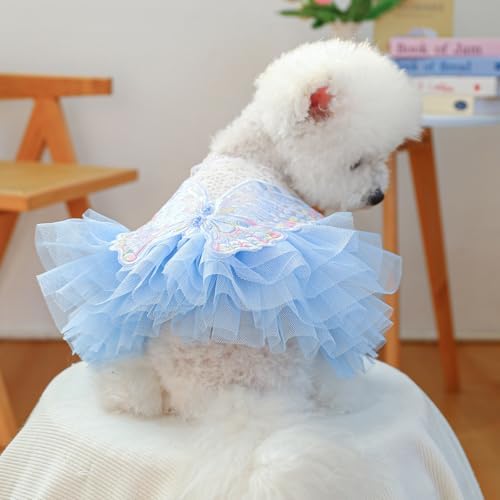 Fashion Sweet Puppy Dog Blingbling Princess Skirt Pet Dog Lace Cake Camisole Tutu Dress B-Light Blue XL - Image 7