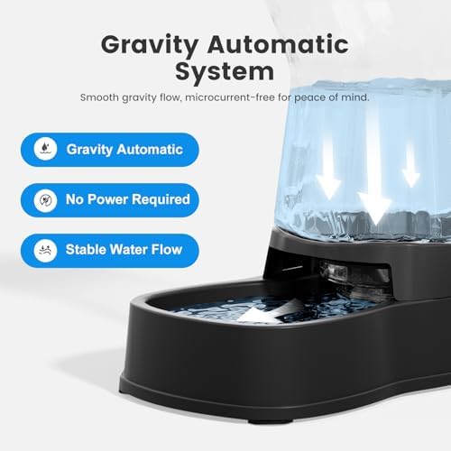 Gardner Pet 1.0Gal Gravity Automatic Dog Water Bowl Dispenser 100% BPA Free(Black)