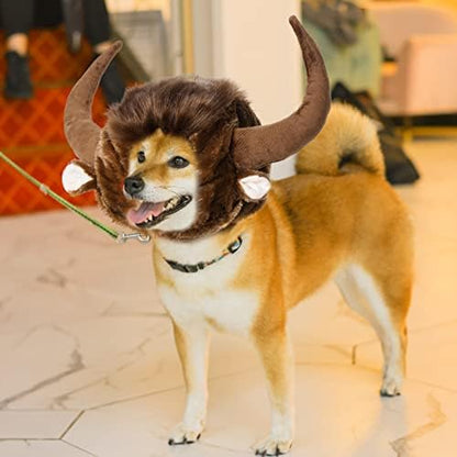 Dog Horn Wig for Halloween Christmas, Funny Pet Bull Costumes for Dog Cat, Pet Clothing Accessories - Image 7