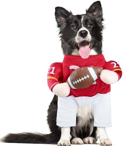 DELIFUR Football Player Dog Costume - Adjustable Funny Halloween Costume for Small Medium Dog (Football, Large) by DELIFUR