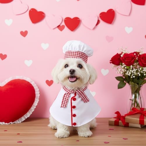 3 Pcs Dog Chef Costume Set, Hat Clothes Scarf for Pets, Large - Image 4