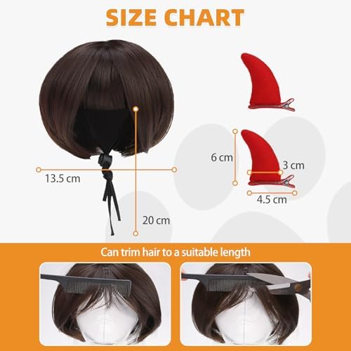 KOOLTAIL Dog Wig Costume,Funny Pet Wig with Devil Accessories Outfit for Small Medium Large Dogs Cats Unique Gift, Adjustable Fits Headwear Cosplay Dress up for Holiday Party Chirstmas Festival Gift - Image 6